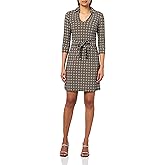 Tommy Hilfiger Womens 3/4 Sleeve Collared V-Neck Tie Waist Mini Dress
