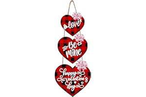 HRENCY Valentines Decorations for Home Love Be Mine Happy Valentines Day Door Sign for Front Door Valentines Decor Love Decorations Wooden Love Hanging Signs for Home Outdoor Wall Decor