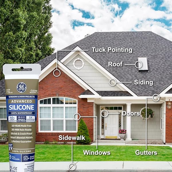GE SILICONE II WINDOW AND DOOR SILICONE SEALANT, 2.8 OZ, TUBE, TRANSLUCENT, SOLID