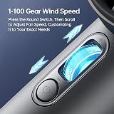 JISULIFE Portable Handheld Fan 5000mAh USB-C Display 1-100 Speed Grey view 7