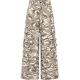 2025 Spring/Fall Women's Camouflage Jeans Loose Cargo Pants Straight Wide Leg Multi Pockets