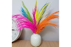 STLC CONCEPT Mixed Pampas Grass Decor, Natural Dried Flowers, 17 inches, 10 Stems, Colorful Pompas Floral, Colored Feathers, Plants for Living Room Decor, Weddings (17” Mixed, 10 pcs)