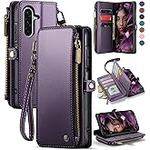 Defencase for Galaxy A26 5G Case Wallet with RFID Blocking Card Holder for Women Men, Fashion PU Leather Magnetic Snap Flip Zipper Wrist Strap Wallet Phone Case for Samsung Galaxy A26 5G, Purple