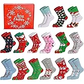 15 Pack Christmas Socks for Adults Teen Women Holiday Family Coworkers Xmas Stocking Accessories Birthday Gift fits womens shoe size 5-10