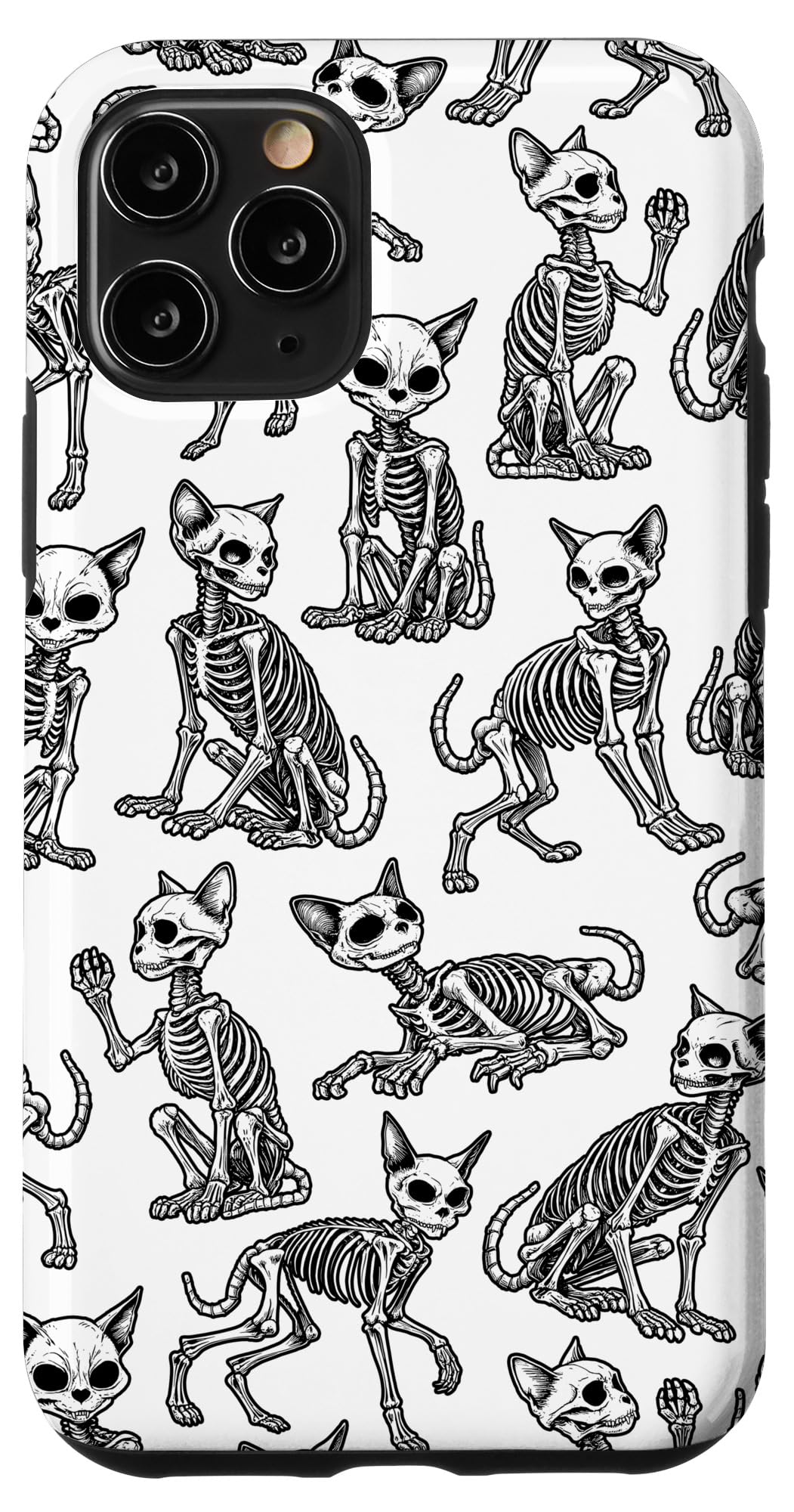 iPhone 11 Pro Cat Skeleton Halloween Pattern Spooky Skeletal Cats Skulls Case
