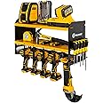 Toolganize Power Tool Organizer & Storage Wall Mount - Heavy Duty Metal Drill Holder & Cordless Tool Organizers Chest Rack - Premium Garage Utility Shelf & Pegboard Shed Workshop Shelving - Yellow