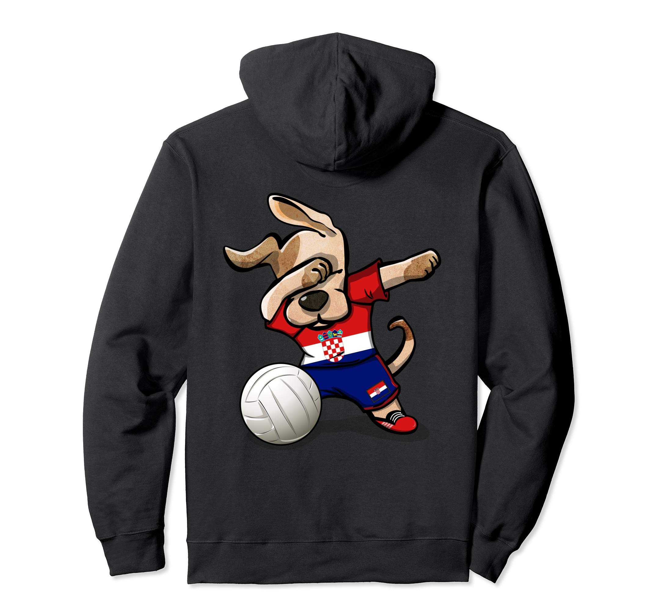 Dabbing Dog Proud Croatia Volleyball Lovers Croatian Flag Pullover Hoodie