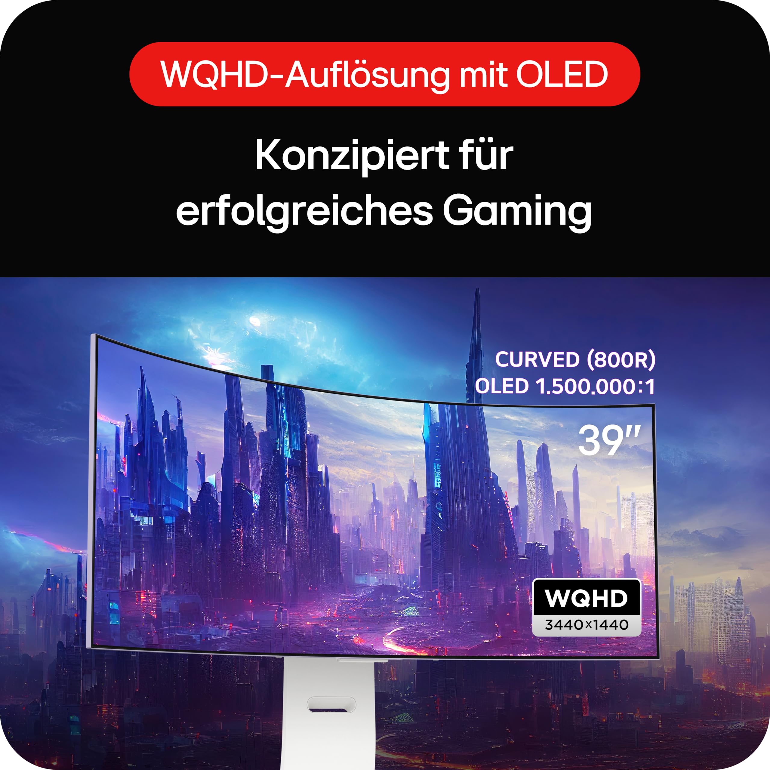 LG Ultragear™ 39GS95QE-W.AEU (39 Zoll) 21:9 Curved 800R UWQHD OLED Gaming-Monitor, 240Hz, AMD FreeSync™, DisplayHDR™ True Black 400, 2X HDMI 2.1, Weiß 3