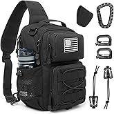G4Free Tactical Sling Bag for Men Women EDC Concealed Carry Bag with Molle Crossbody Shoulder Pack (Black)