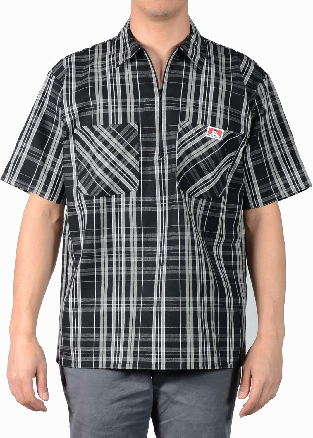 Ben Davis Men's Short Sleeve Plaid HalfZip Work Shirt Amazon.ca