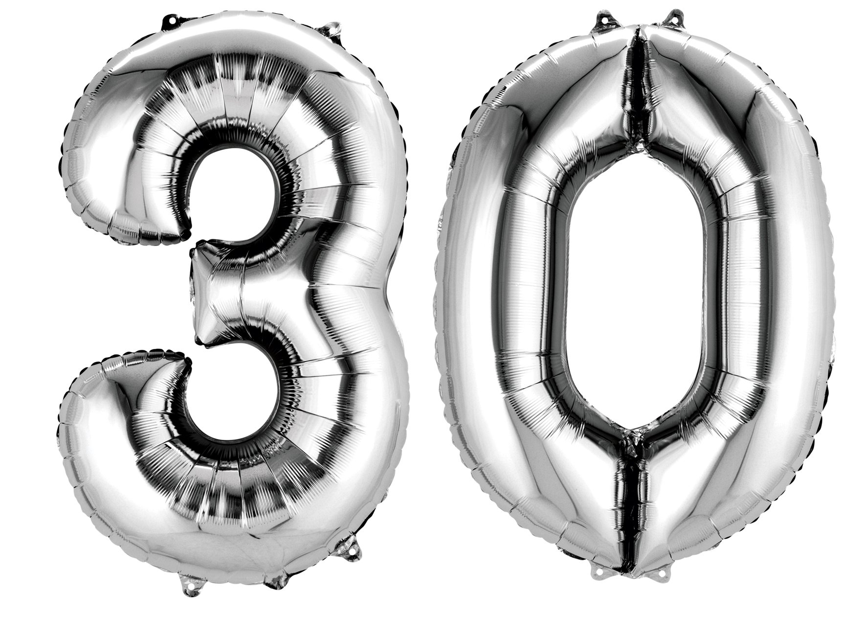 Number Bunch 30 Supershape Silver Foil Balloons 34"/"86cm -