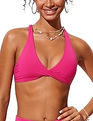 CRZ YOGA Womens V Neck Bikini Tops Twist Front