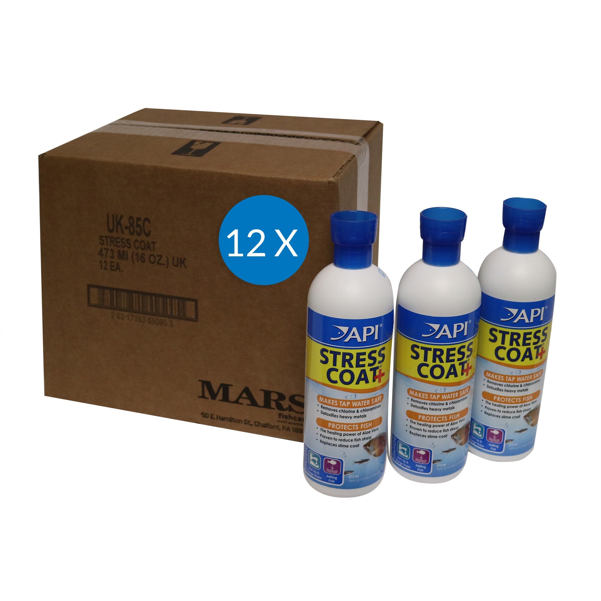 API Stress COAT Aquarium Water Conditioner 473 ml Bottle, Pack of 12 (Total 5.7 Litre)