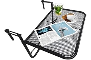 Outsunny Adjustable Balcony Hanging Railing Table, Metal Mounting Mini Wall Desk Storage Rack, Outdoor Flower Stand Serving T
