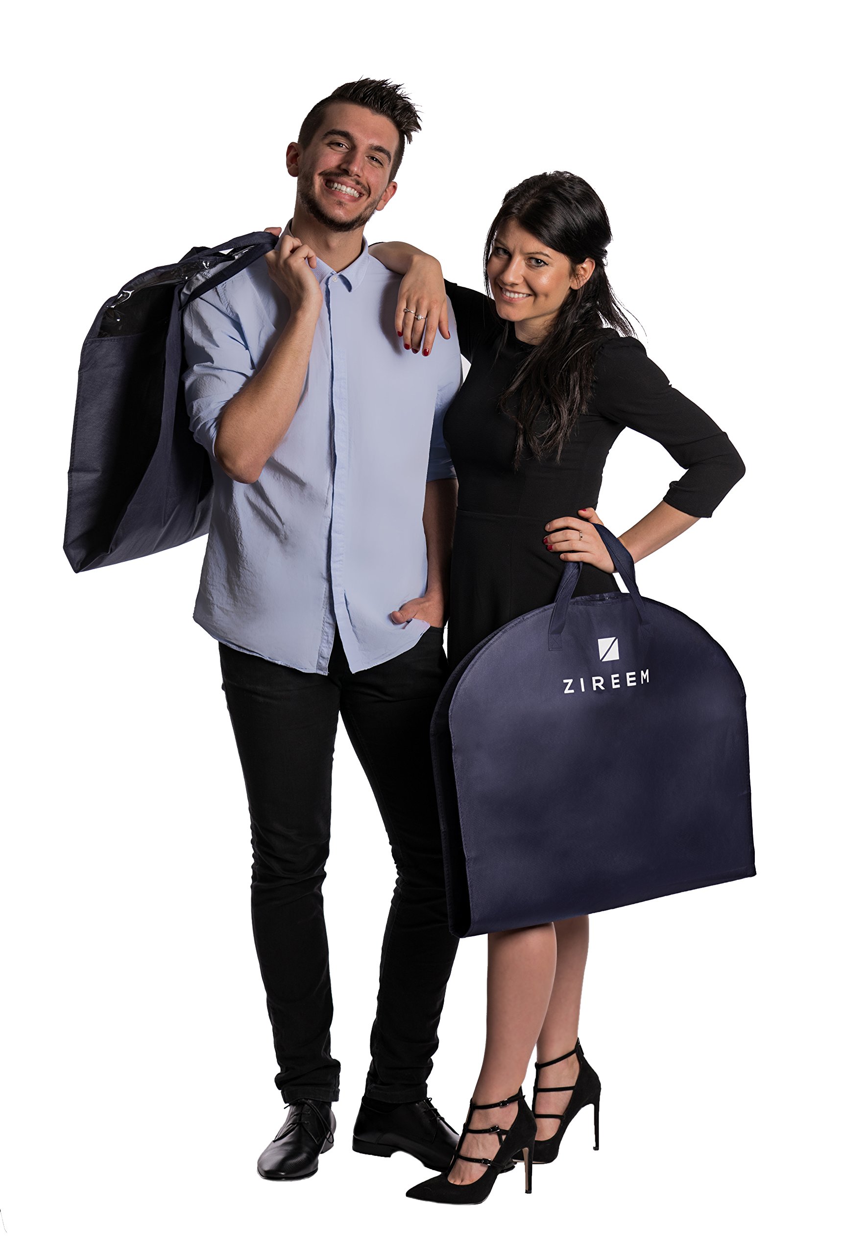 3x Kleidersack von Zireem | inkl. kostenlosem Schuhbeutel & Textilbürste | Premium Stabiler Kleidertasche | Kleiderhülle | Atmungsaktiv | hochwertiger Anzugsack | tiefblau | 110 × 60 cm |