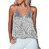 Ekouaer Women's Silk Satin Camisole Tank Tops V Neck Sleeveless Spaghetti Straps Blouse Casual Racerback Shirt