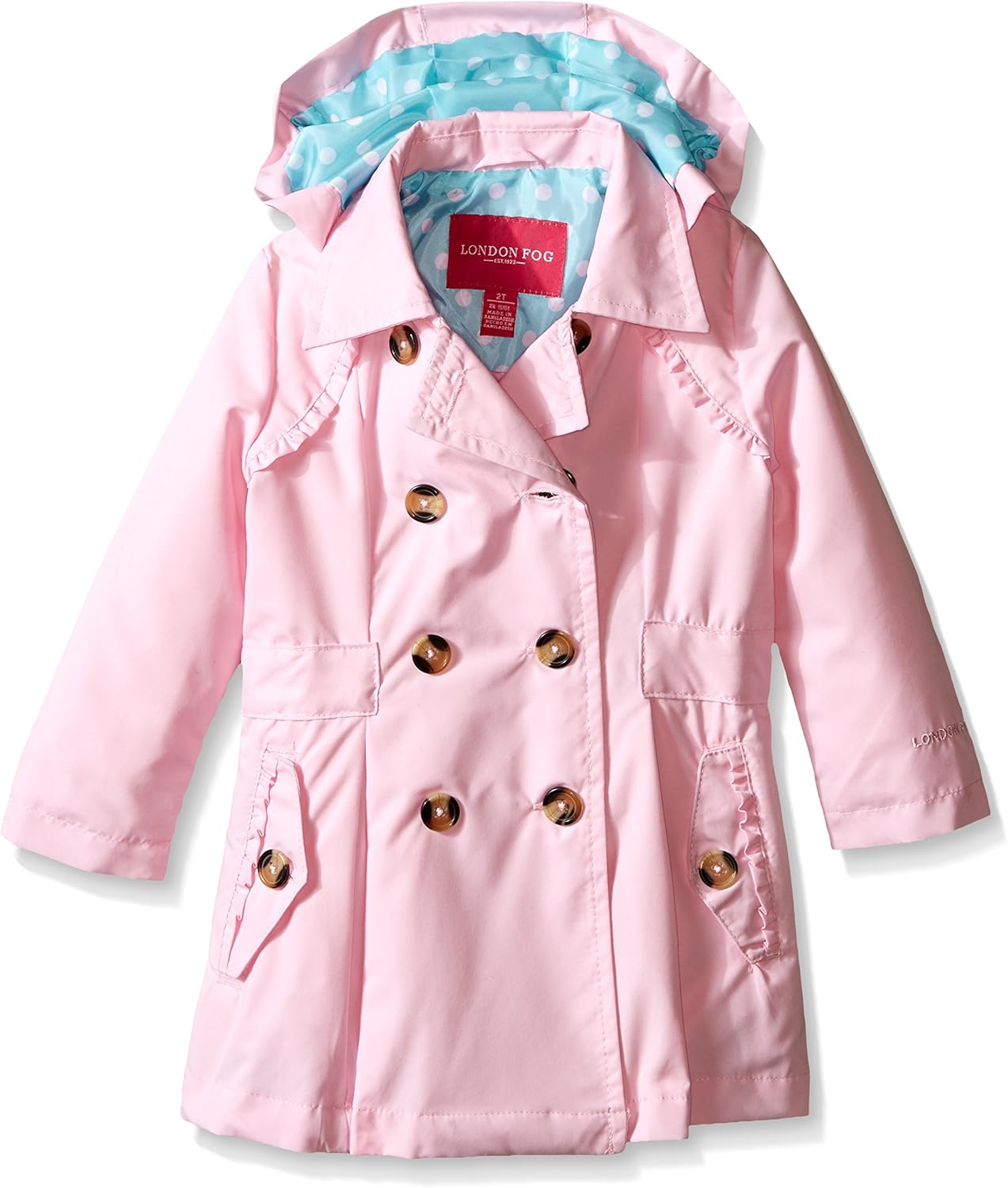 London Fog Baby Girls Lightweight Polka Dot Trench Coat Sports