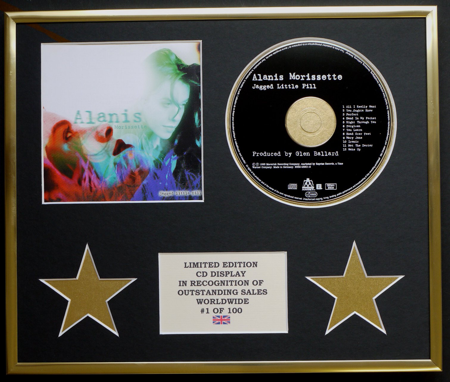 ALANTIS MORISSETTE/CD DISPLAY/LIMITED EDITION/COA/JAGGED LITTLE PILL