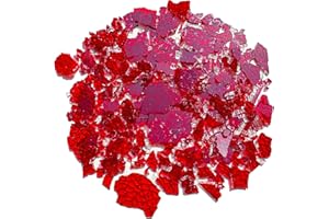 KALUCION Red Ice Cracked Glass Fragments for Mosaic Art, 3.5oz Value Pack Translucent Stained Glass Pieces for Crafts, Home Decor, Jewelry Making Supplies