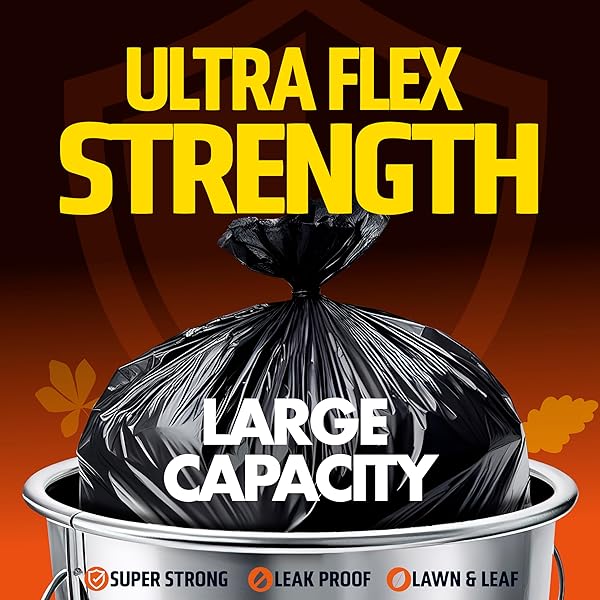 150 PACK 55 GALLON TRASH BAGS – BLACK LARGE GARBAGE BAGS | EXTRA LARGE 50-60 GALLON LAWN AND LEAF BAGS | HEAVY DUTY PLASTIC OUTDOOR YARD WASTE BAGS – PACKING MAY VARY
