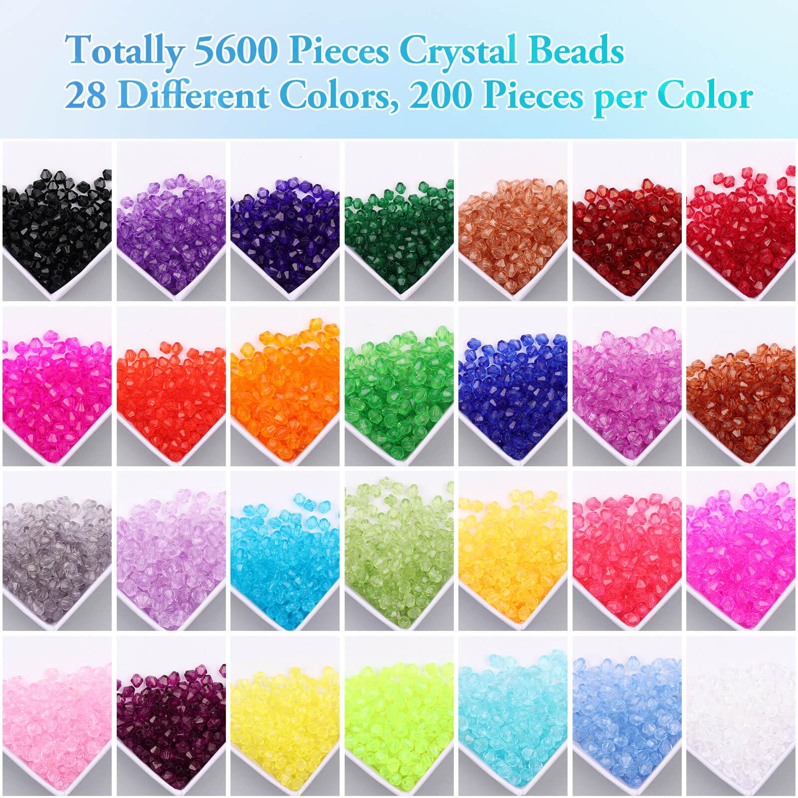 Paxcoo 5600Pcs Crystal Beads for Jewelry Making, Tiny Crystal Acrylic Beads Faceted Craft Beads Bicone Gem Beads Jewel for Jewelry Making (4 MM)