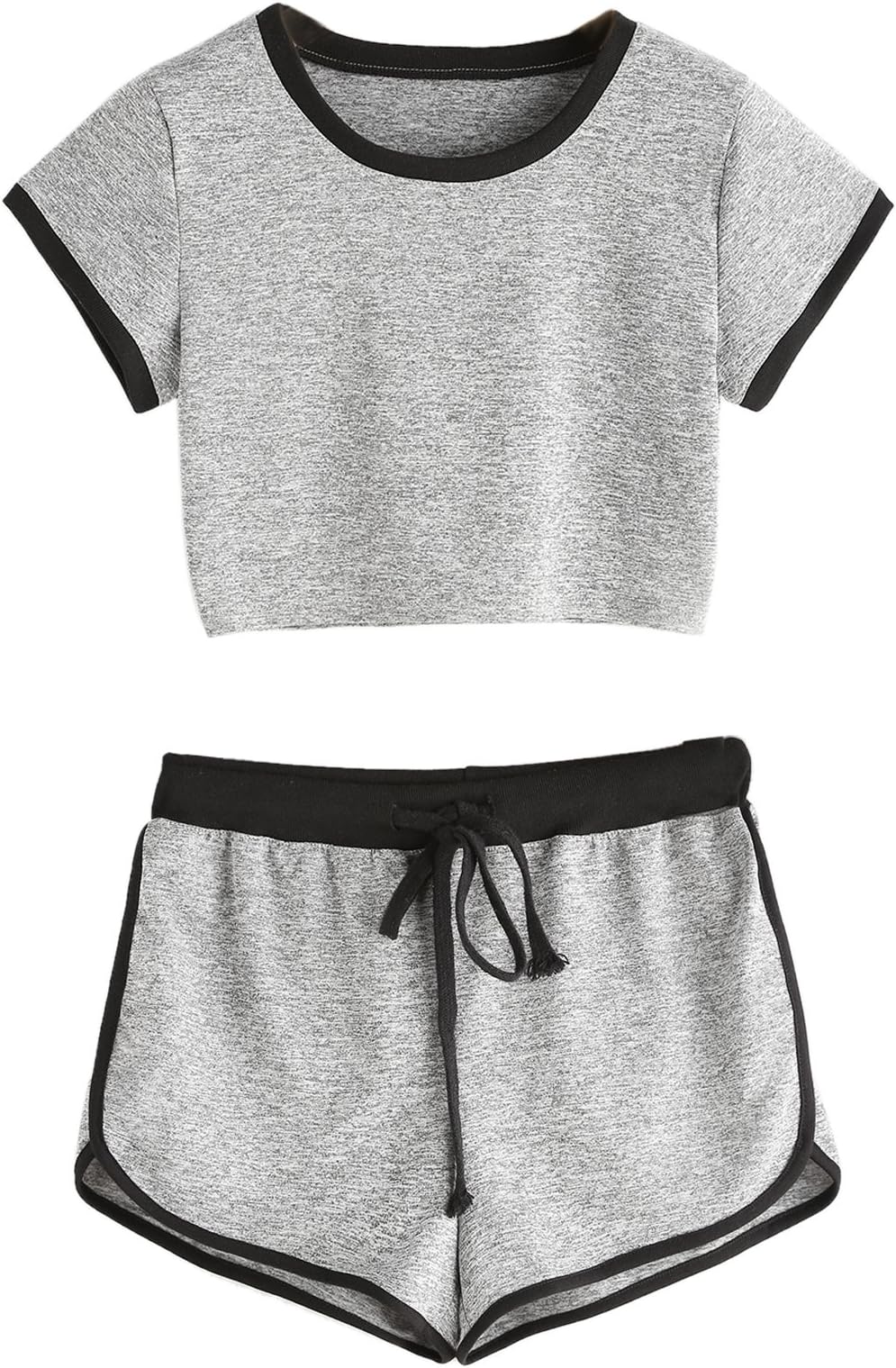 SweatyRocks Women's Sports Gym Crop Top and Shorts Set 2 Piece Tracksuit