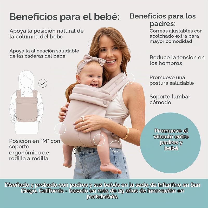 Porta-bebés Honey Blossom, ergonómico, posição M, banco ajustável, 3,2–18,1 kg, amêndoa torrada