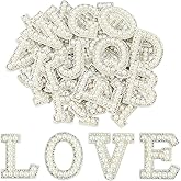 Morcheiong 26Pcs Pearl Rhinestone Letter Patches Self Adhesive A-Z, Stick on Pearl Letter Patches for Clothes, Fabric, Backpack (Multicolor)