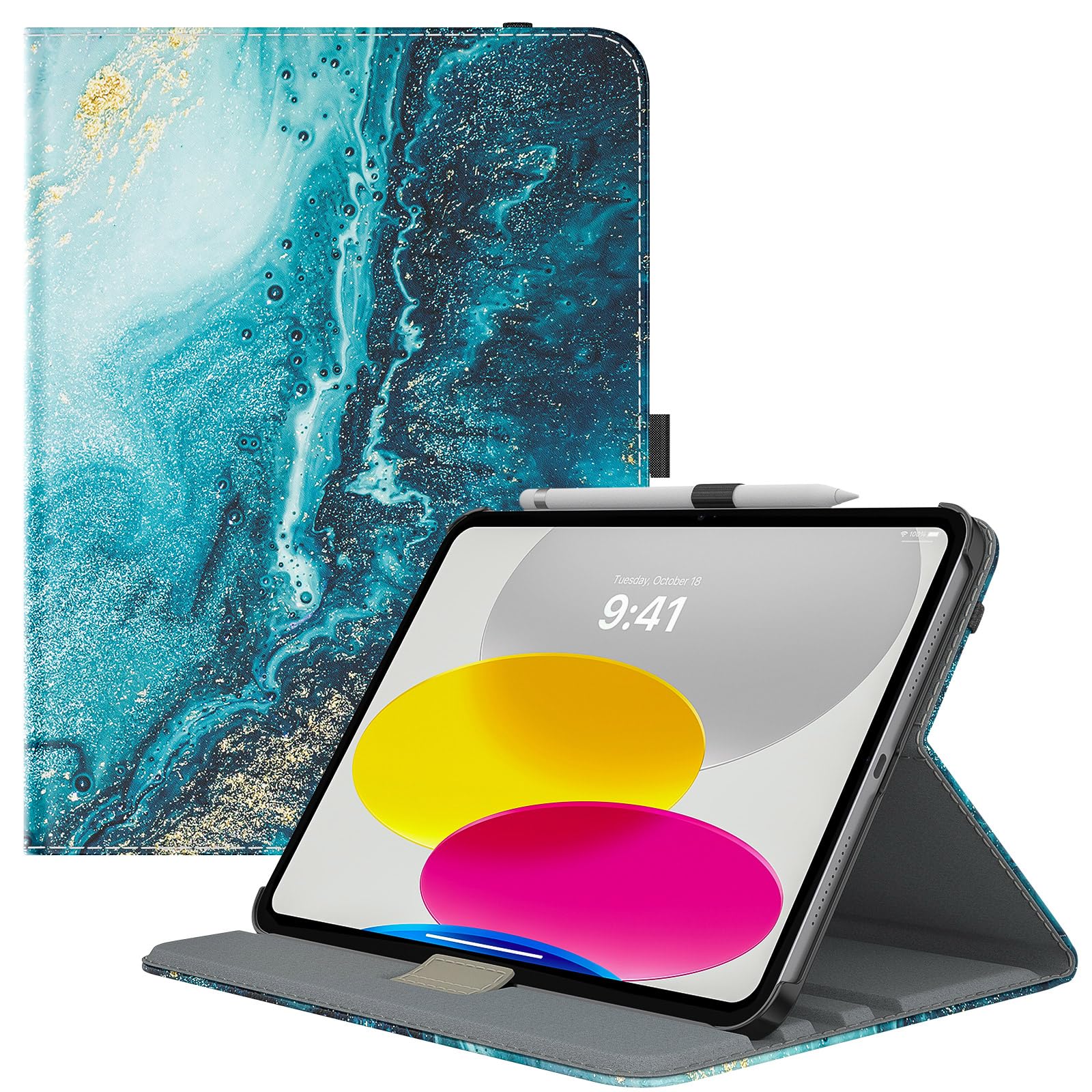 TiMOVO Rotating Case for iPad (A16) 11th Generation 11 Inch 2025/iPad 10th Generation 2022 10.9 inch,90 Degree Rotating Smart Stand Cover,Protective Leather Cover with Stylus Loop - Gilding Texture