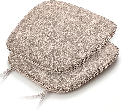 Amazon Co Jp Shinnwa 椅子 座布団 2枚セット 洗える チェアパッド 馬蹄形 ひも付きテーブル 椅子クッション 食卓椅子の座布団 ダイニングチェア用クッション すべり止め 43 41cm 濃いベージュ ホーム キッチン