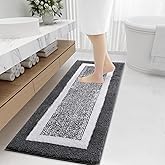 OLANLY Bathroom Rugs 47x20, Extra Soft and Absorbent Microfiber Bath Mat, Non-Slip, Machine Washable, Quick Dry Shaggy Bath Carpet, Suitable for Bathroom Floor, Tub, Shower (Runner, Dark Grey)