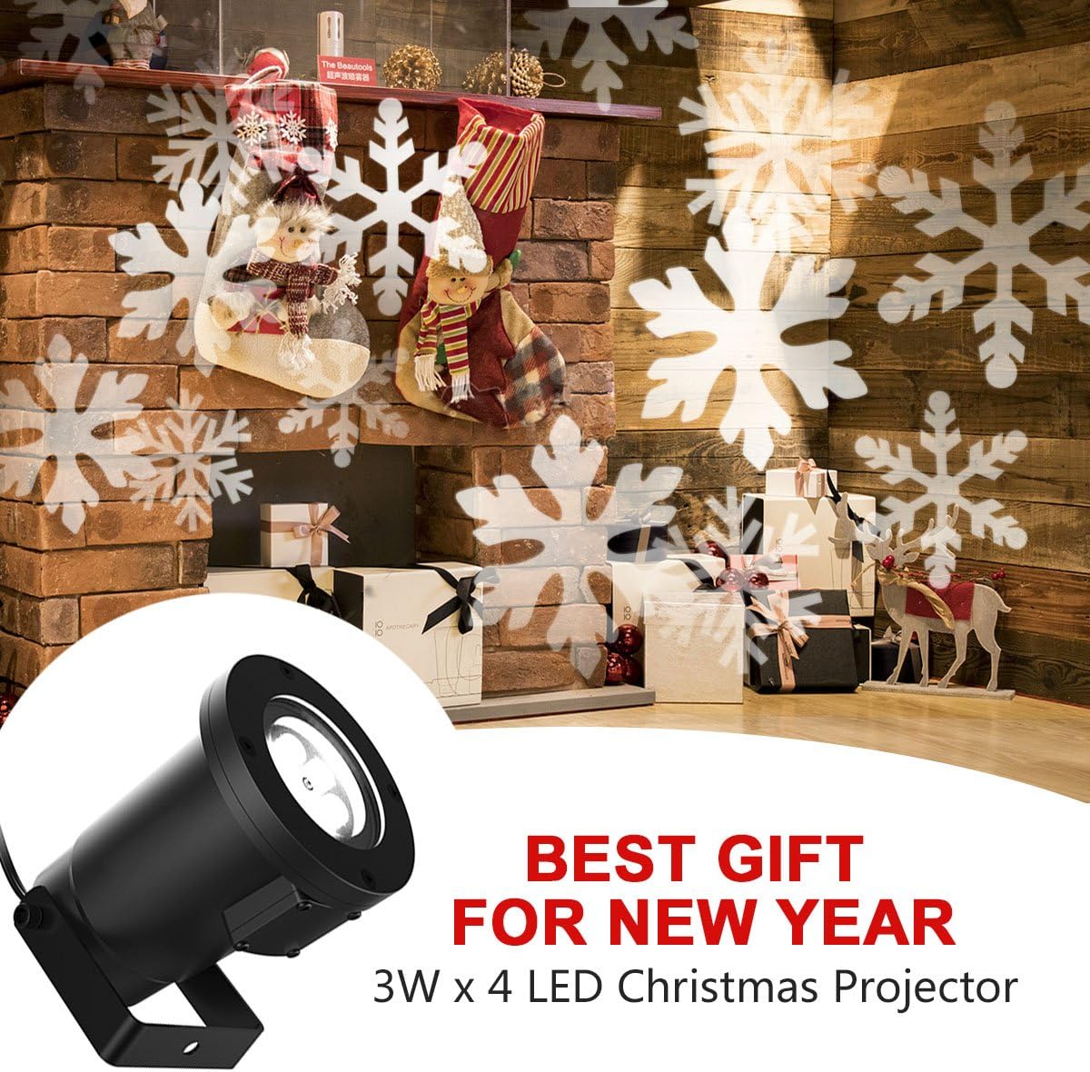 Christmas Light Projector LED Snowflakes Spotlight Waterproof for Outdoor Decor Stage Irradiation Holiday Home Decoration Wall Motion Decoration lighting (White Snowflake)