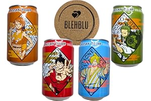 Ocean Bomb Carbonated Water One Piece Anime Collectible Can Drink Luffy Sanji Nami Zoro with 1 Blehblu Coaster