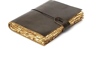 NomadCraftsCo. Vintage Leather Refillable Journal - 200 Pages of Antique Handmade Deckle Edge Vintage Paper - Book of Shadows Journal, Writing Journal, Sketchbook