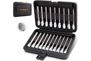 Mulwark 20PC 3/8" Drive Extra Long Allen Hex Bit Socket Set - Long Allen Socket Set contain Metric Allen Sockets 3mm - 12mm |