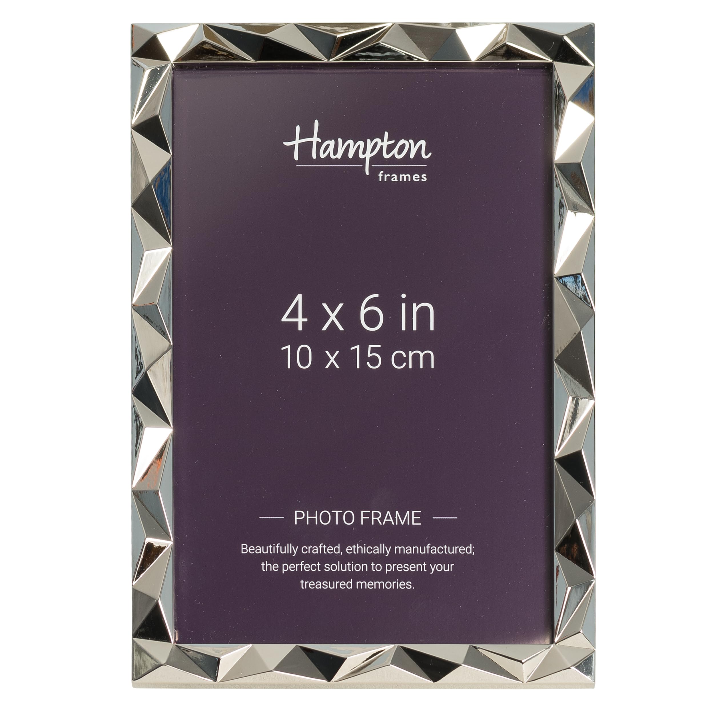 Hampton Frames JANELLE Photo Frame | 4x6 Inch (10x15cm), Silver Nickel, Glass | Modern Design, Tabletop or Wall Display | Display Photos