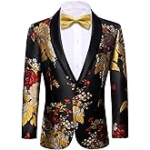 Barry. Wang Men's Sport Coats & Blazers Flower Suit Jacket 1 Button Paisley Tuxedo Mardi Gras Carnival Parade Gift