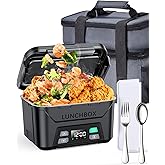 Docusvect Rechargeable Heated Lunch Box for Men, 1.3L Cordless Electric Lunch Box for Adults with Smart Scheduled Heating, Portable Food Warmer with Complete Accessories