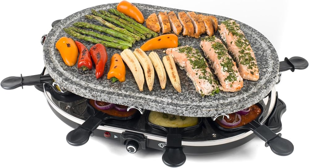 Giles & Posner Electric Stone Raclette Grill 8-Person 1200 W