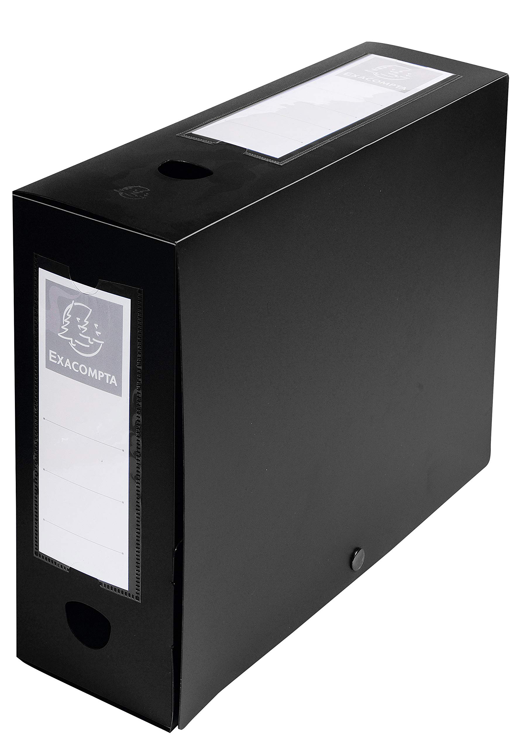 Exacompta - Ref. 59931E - 10 snap-on filing boxes 100mm back opaque 7/10th polypropylene - black