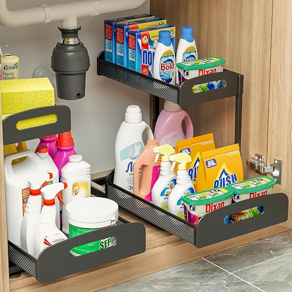 YASONIC 2 PACK UNDER SINK ORGANIZER, 2 TIER...