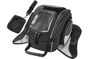 Motoforti Universal Motorcycle Magnetic Tank Tool Bag Fuel Saddlebag with Strap Waterproof Black