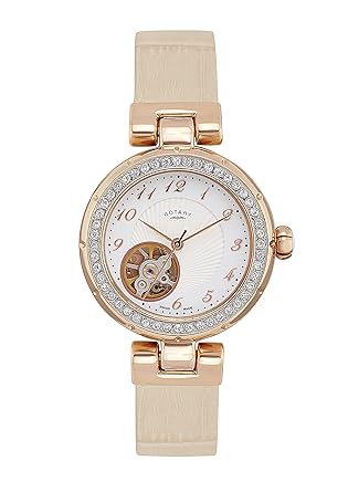 Rotary Damen Automatik Uhr Mit Leder Armband LS004/A/18
