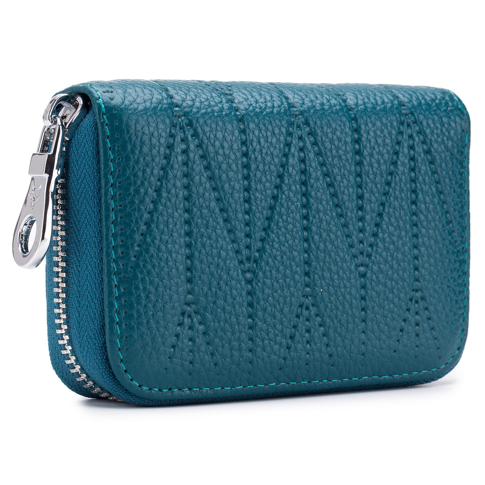 Meowoo Credit Card Holder RFID Blocking Genuine Leather Mini Credit Card Wallet Purse with Zipper for Women Men