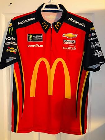 Large Kyle Larson Mcdonald S Sparco Pit Crew Shirt Nascar Ganassi Monster Energy Racing Chevrolet Chevy Jersey 1 4 Zip At Amazon S Sports Collectibles Store