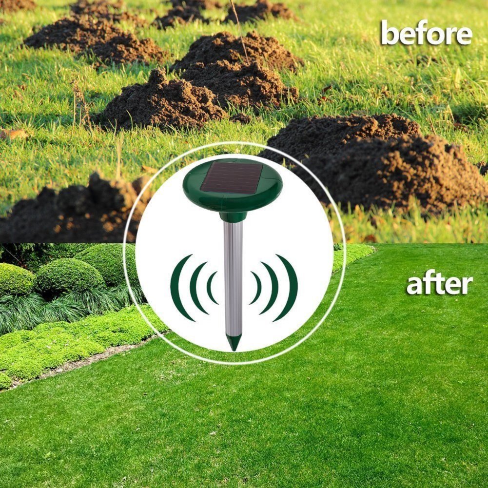 Outdoor Pest Repeller,Ultrasonic Mole Repellent 2 PCS Solar Waterproof Ultrasonic Pest Repeller for Repel Mole Voles Gopher Mice and Rats Rodent Yard Lawn Garden Repellent Pest Ultrasonic Repellents