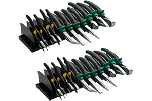Reniteco 2 PCS Plier Organizer Black Pliers Holder With Adjustable Dividers Non-Slip Rubber Base for Customizable Versatile Plier Set Storage Rack