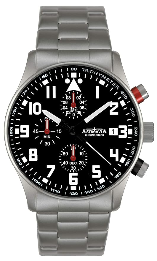 Astroavia Herren-Armbanduhr Chronograph Quarz mit Edelstahl Armband N99S