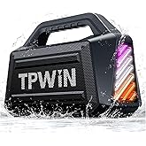 TPWIN Bluetooth Speaker - 80W Loud Rugged Outdoor Speakers, IPX6 Waterproof, 20H Playtime, Deep Bass, Lightshow, TWS, BT 5.3 Wireless, Portable for Travel Hiking Camping Beach Pool - Black