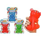 JA-RU Jumbo Squishy Gummy Bear Toy (3 Packs Assorted) Squeeze Stretchy Bear Stress Relief & Sensory Toy. Squishy Toys, Fidget Toys for Boys and Girls Great Party Favor Stuffer. Plus 1 Sticker 4341-3s